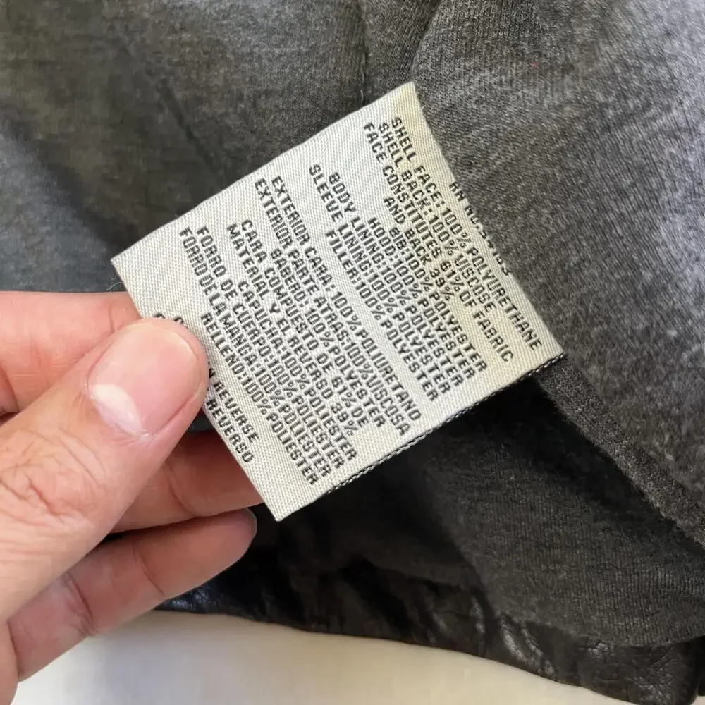 Levi's Jacket Mens Large Black Faux Leather Hooded Lined Biker Motorcycle READ